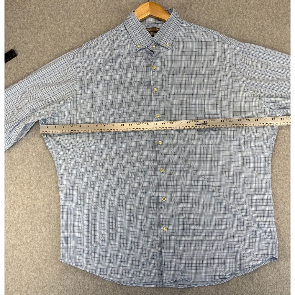 Peter Millar Shirt Mens XL Blue‎ Plaid Summer Comfort Performance Long Sleeve - Picture 7 of 9